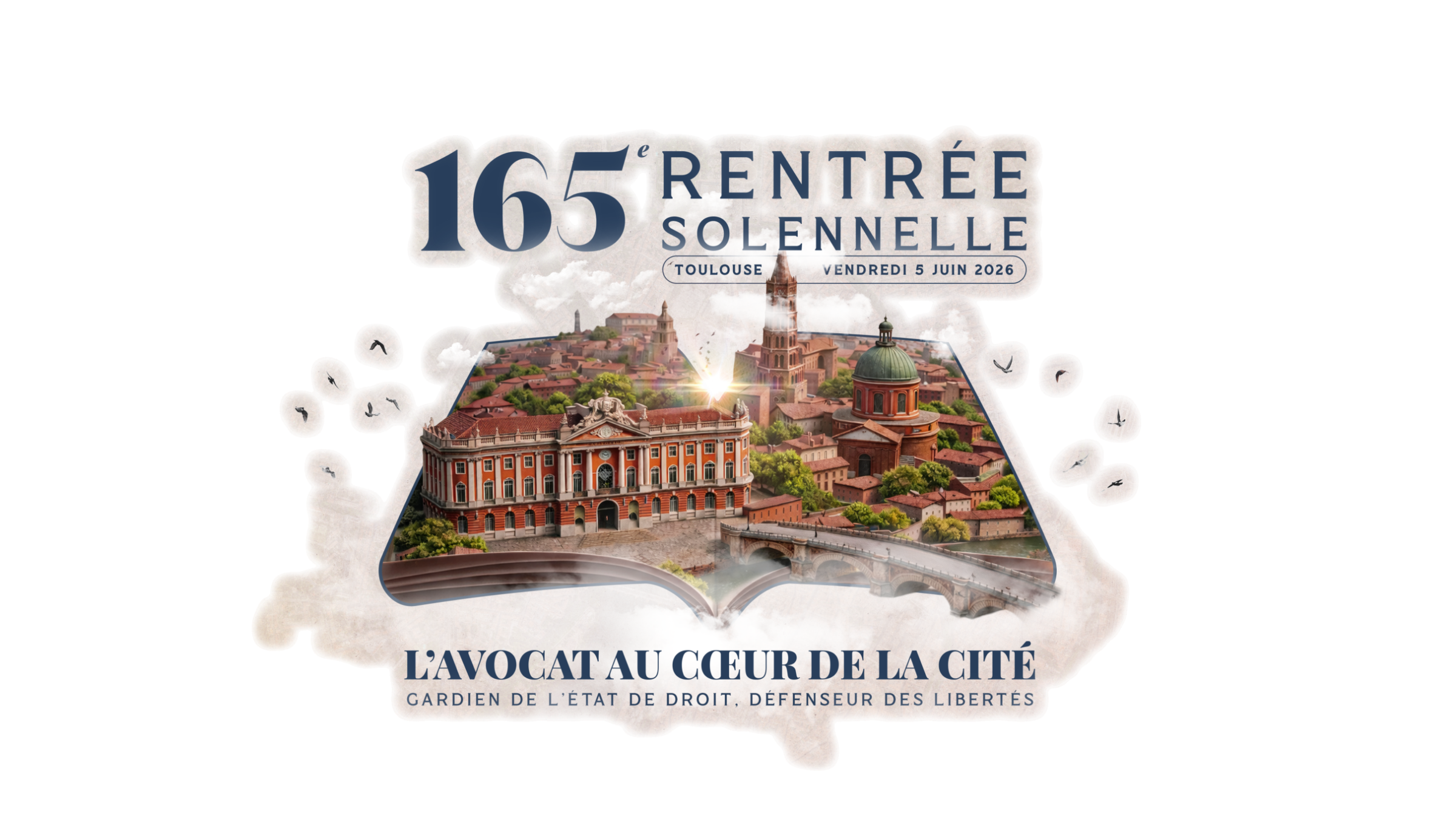 165E RENTRÉE SOLENNELLE Toulouse : Vendredi 5 juin 2026 L’avocat au cœur de la cité gardien de l’état de droit, défenseur des libertés Barreau Avocats Toulouse